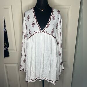 Free People Boho Embroidered Mini Dress, oversized, festival, western, NWT